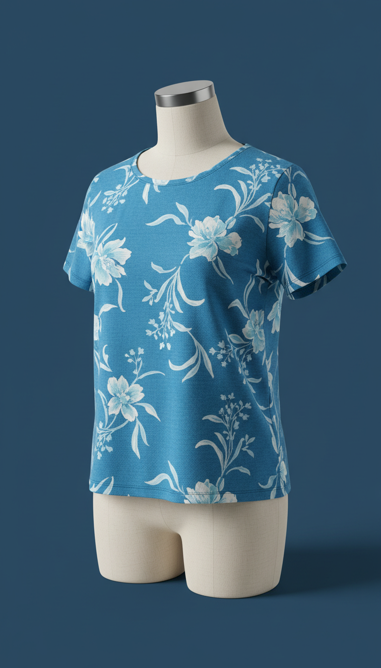 Women's Azure Floral Cotton Shirt