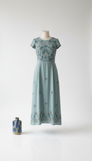 Celadon Embroidered Midi Dress